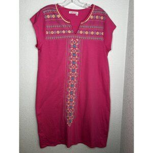 Fresh Produce Dress Womens Medium Pink Embroidered Boho Beachy Tunic Cruise